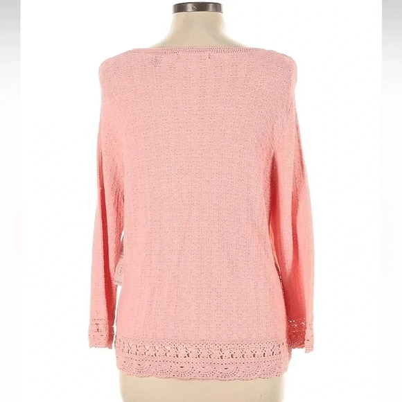 Kate Hill Blush Pink Knit Lightweight Button Down Cardigan Sweater Size L NWT - Picture 2 of 2